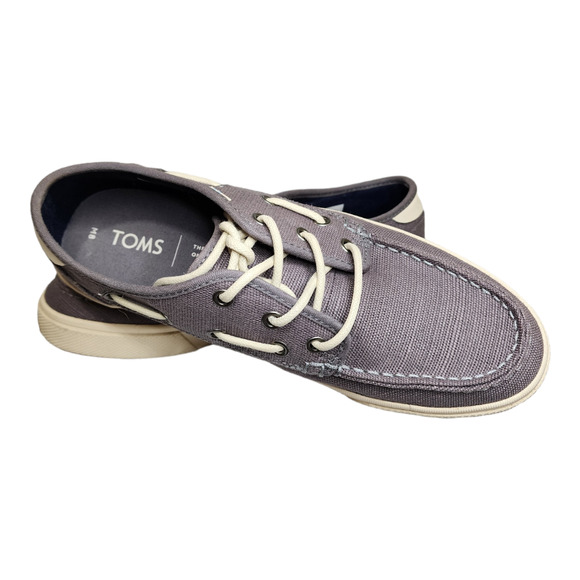Tom's Dorado Canvas Boat Shoe in Shade (Gray) Size 8 - Picture 12 of 13